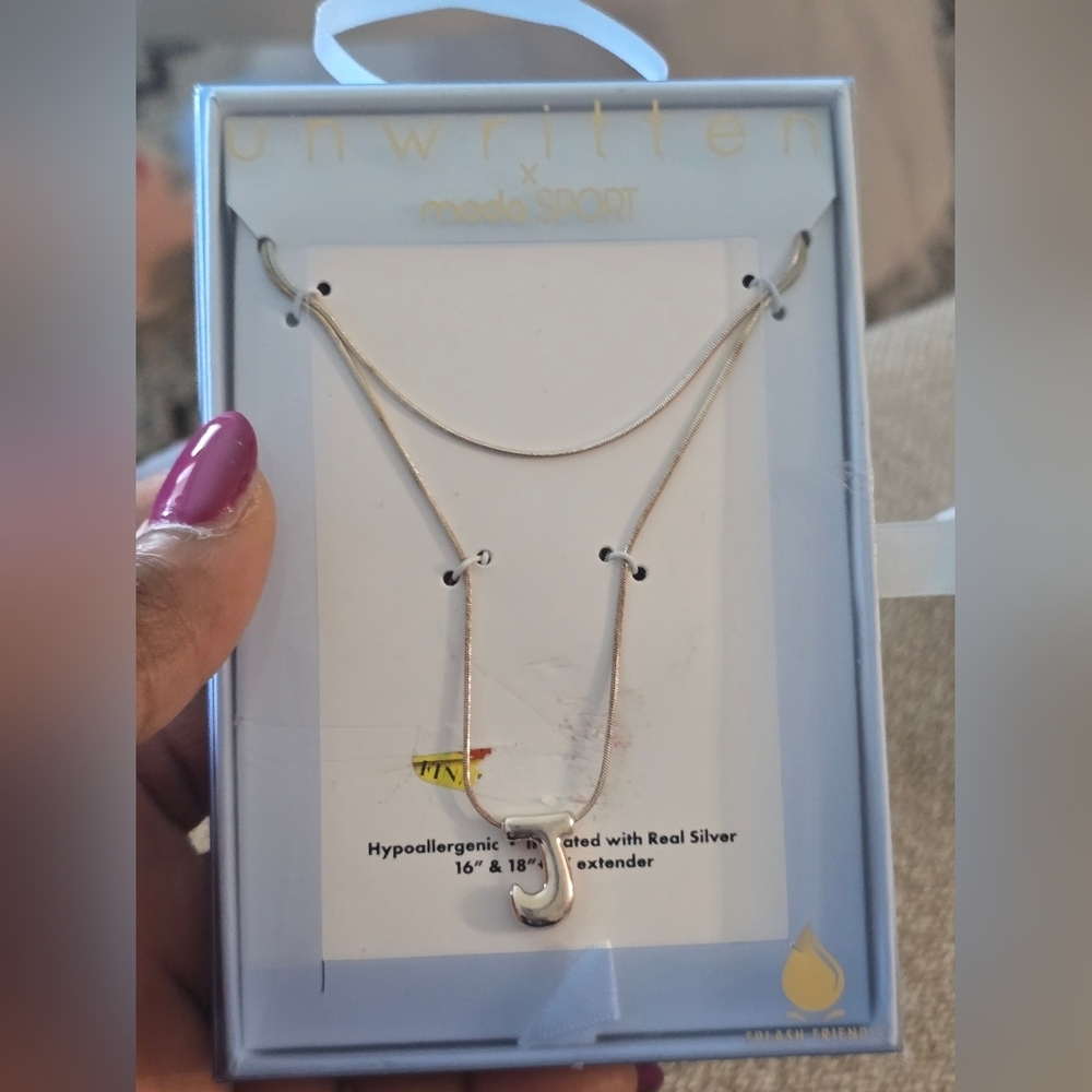 Unwritten Silver Letter J Name Necklace Women New